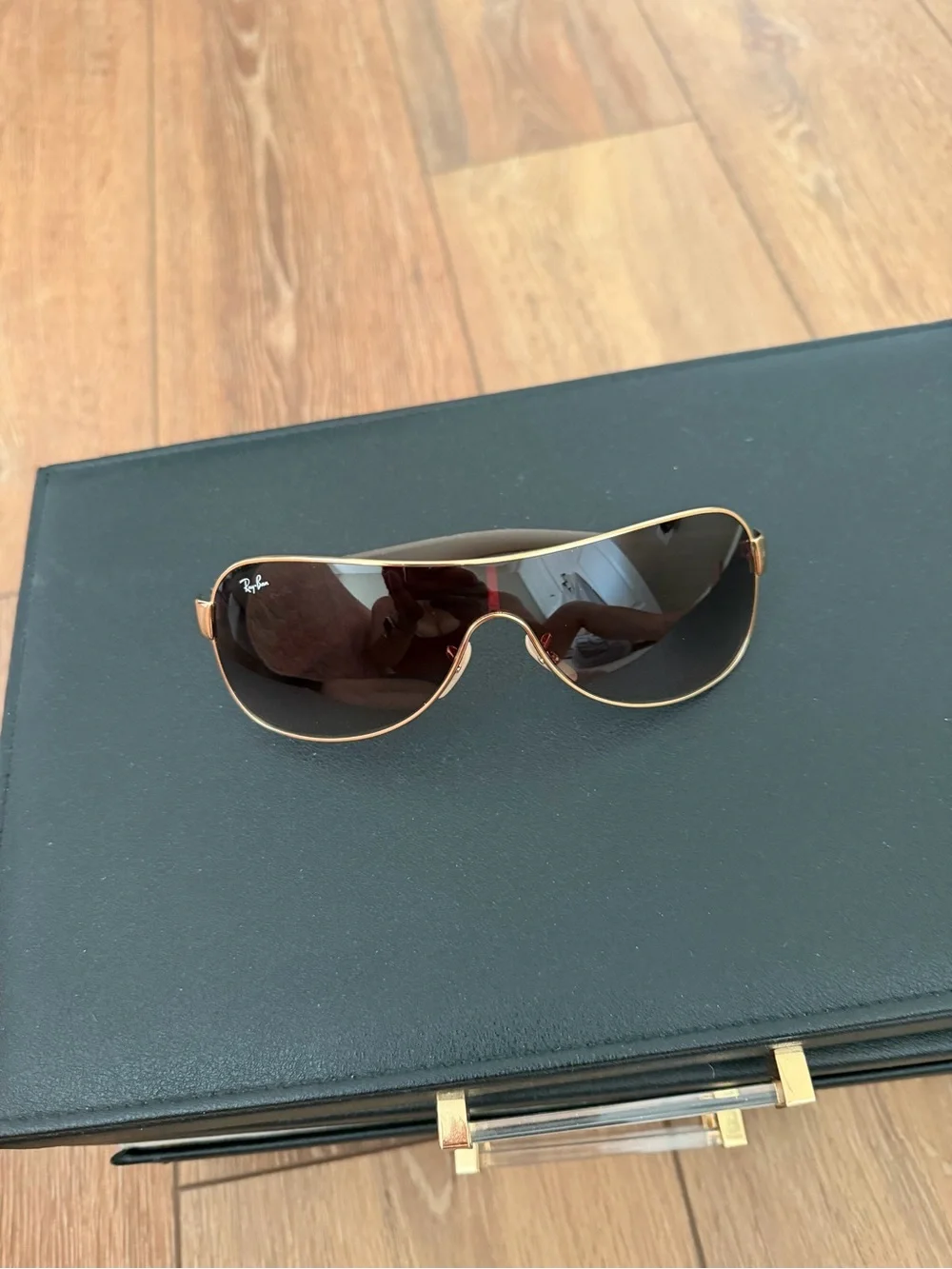 Ray-Ban RB3471 Shield Wrap Sunglasses Gold Brown